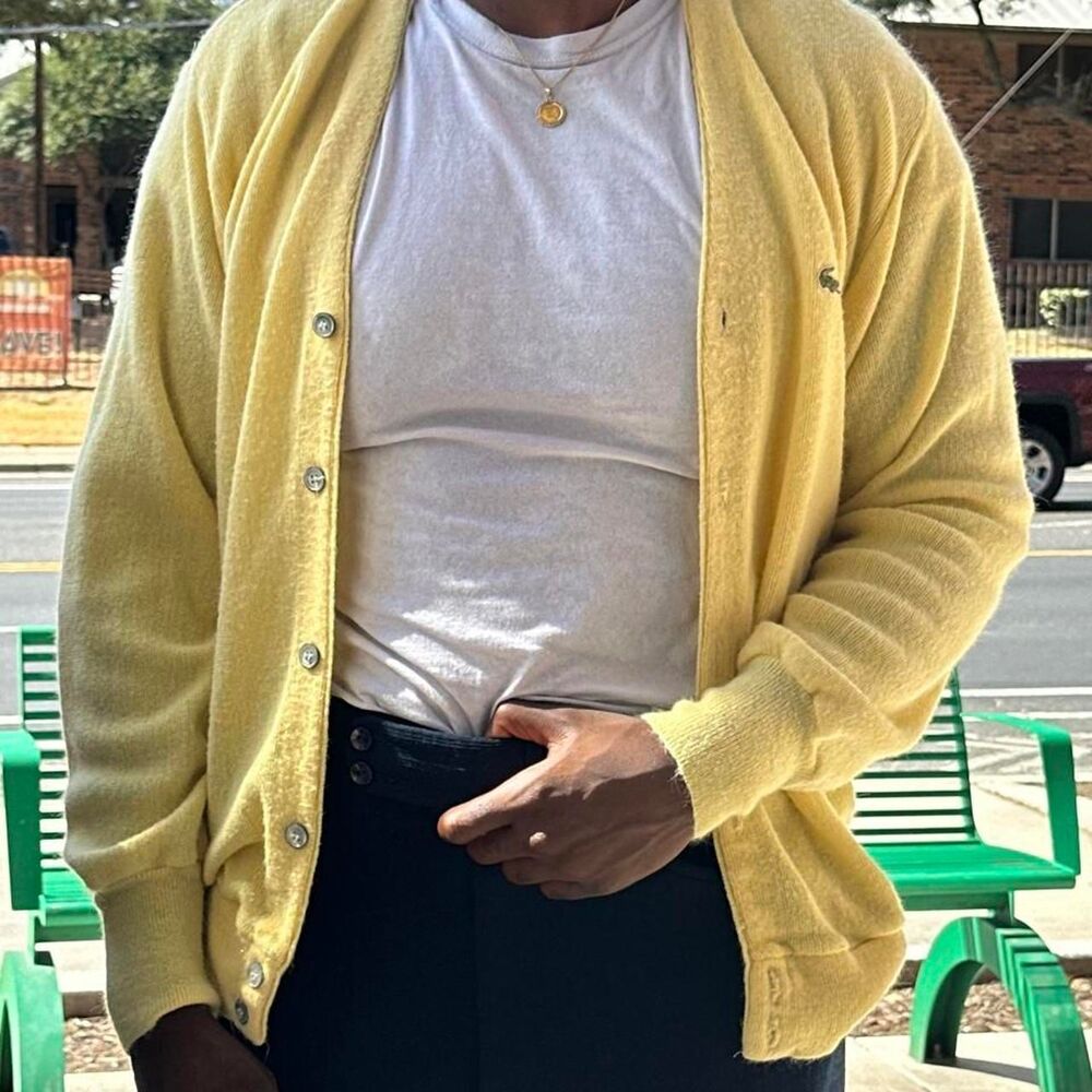 vintage izod lacoste yellow acrylic 3107